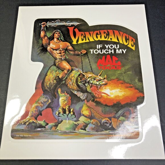 Vintage 1990 Toolbox Sticker Decal Vengeance If You Touch My Mac Tools - Picture 1 of 8